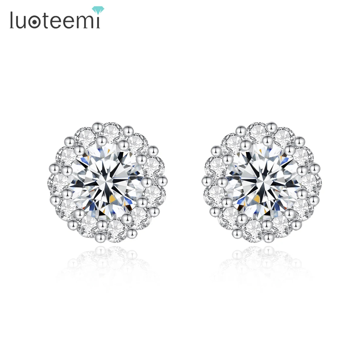 LUOTEEMI Charm Sunflower Flower Dainty Fashionable Cute Earing for Woman Zircon Stud Earring