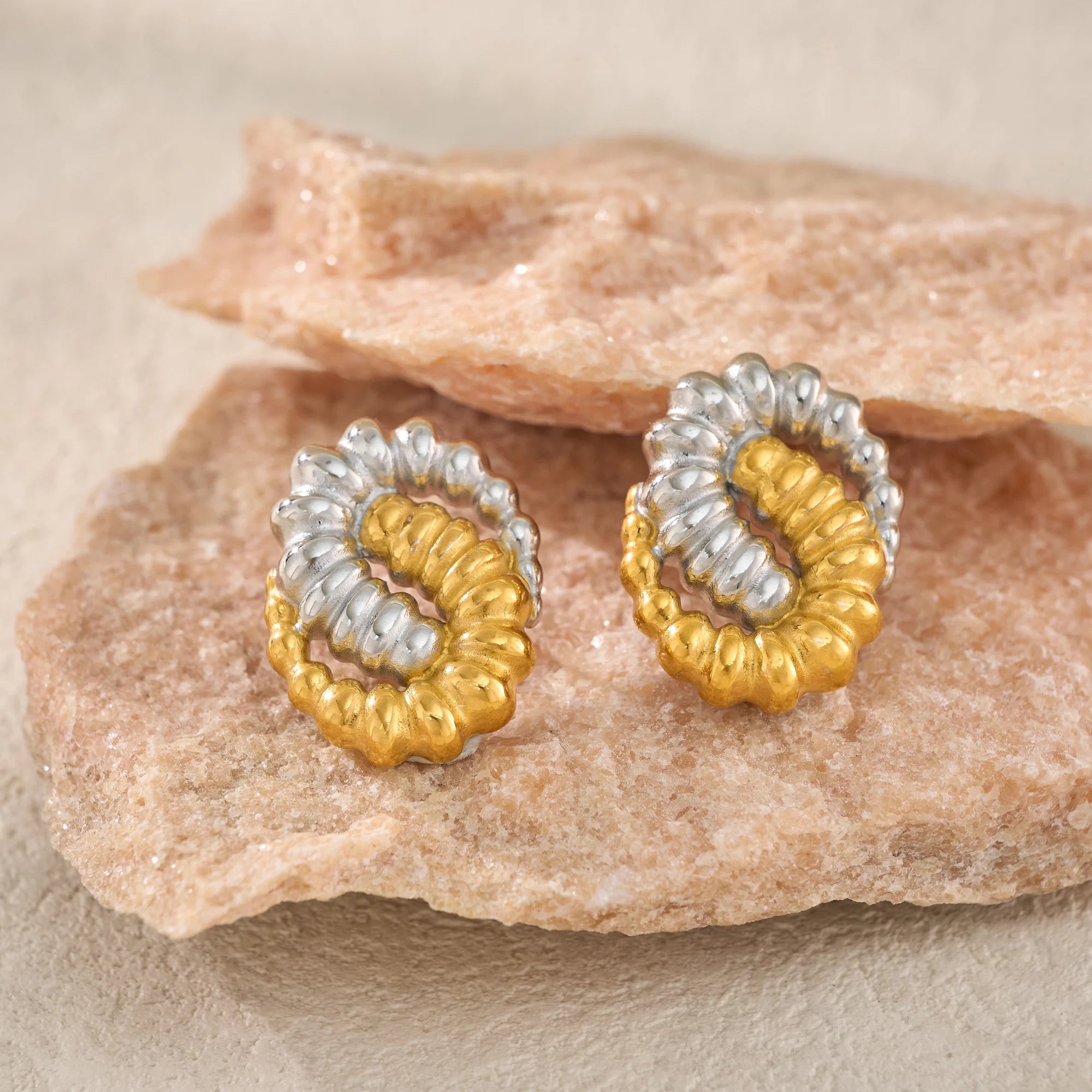 VINTAGE GLAMOROUS GEAR MIX COLOR EARRINGS 2025 Dazan NEW Winter INS 18k Gold Plated Hypoallergenic Stainless Steel for Mom Gift