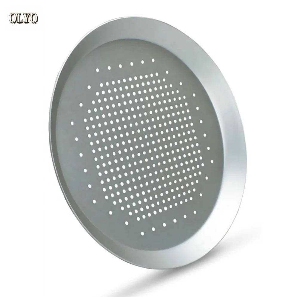 Aluminium Alloy Metal Round Perforated Pizza Baking Tray Pan
