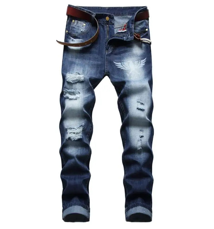 Wholesale Denim Pants Casual Soft Men Classic Stylish Jeans for Men Mid Waist Skinny Jeans Ripped Hole Trousers Jeans