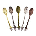Auear Retro Crystal Antique Alloy Spoon Coffee Tea Spoon Dessert Mini Ice Cream Decorative Spoons Set for Home Office