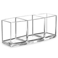 Acrylic Pen Holder Storage Box 3-Grid Transparent Makeup Pen Storage Bucket Makeup Brush Storage Box