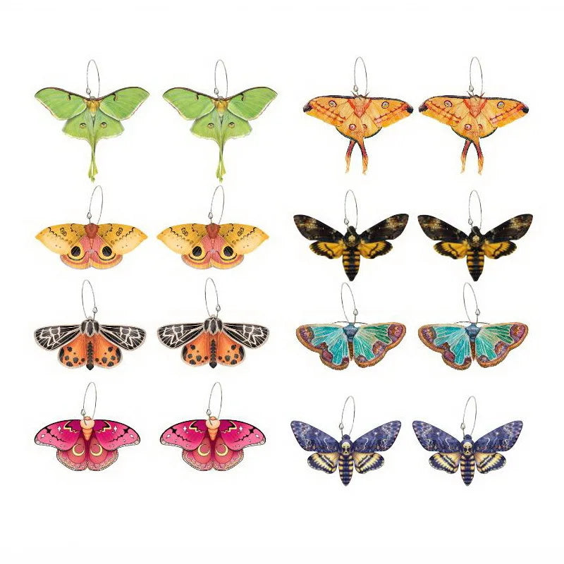 2025 New Fashion Realistic Hoop Earrings Simple Acrylic Color Skull Butterfly Earrings for Girl