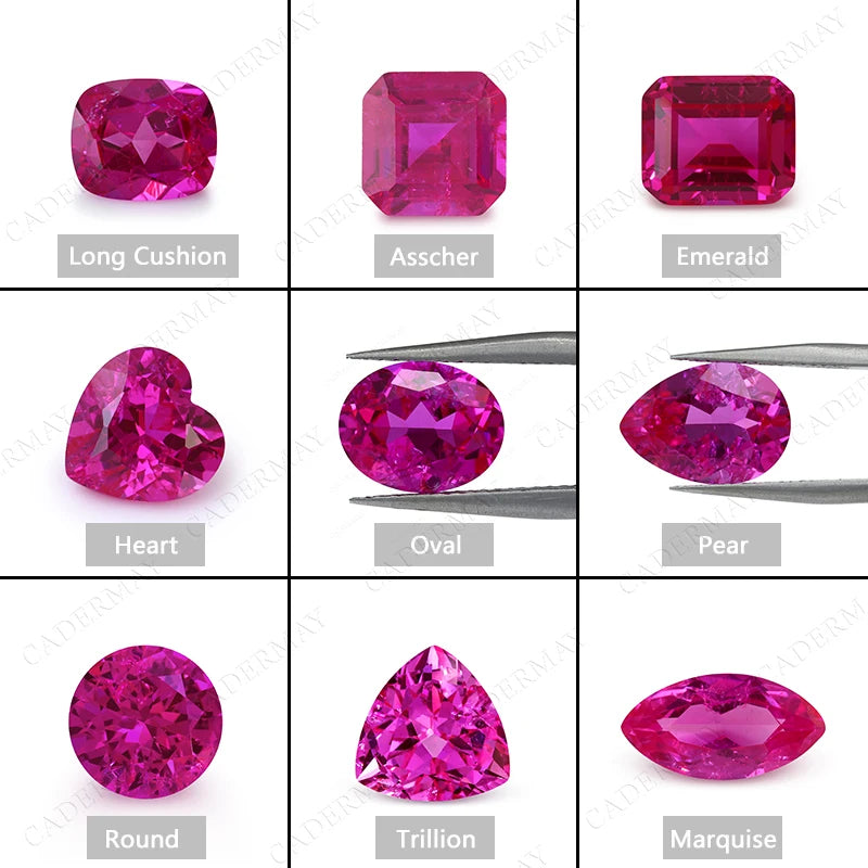 Cadermay Lab Rose Pink Sapphire Jewelry Pear Heart Asscher Fancy Shape Synthetic Ruby Gemstone with Inclusions Micro Cracks