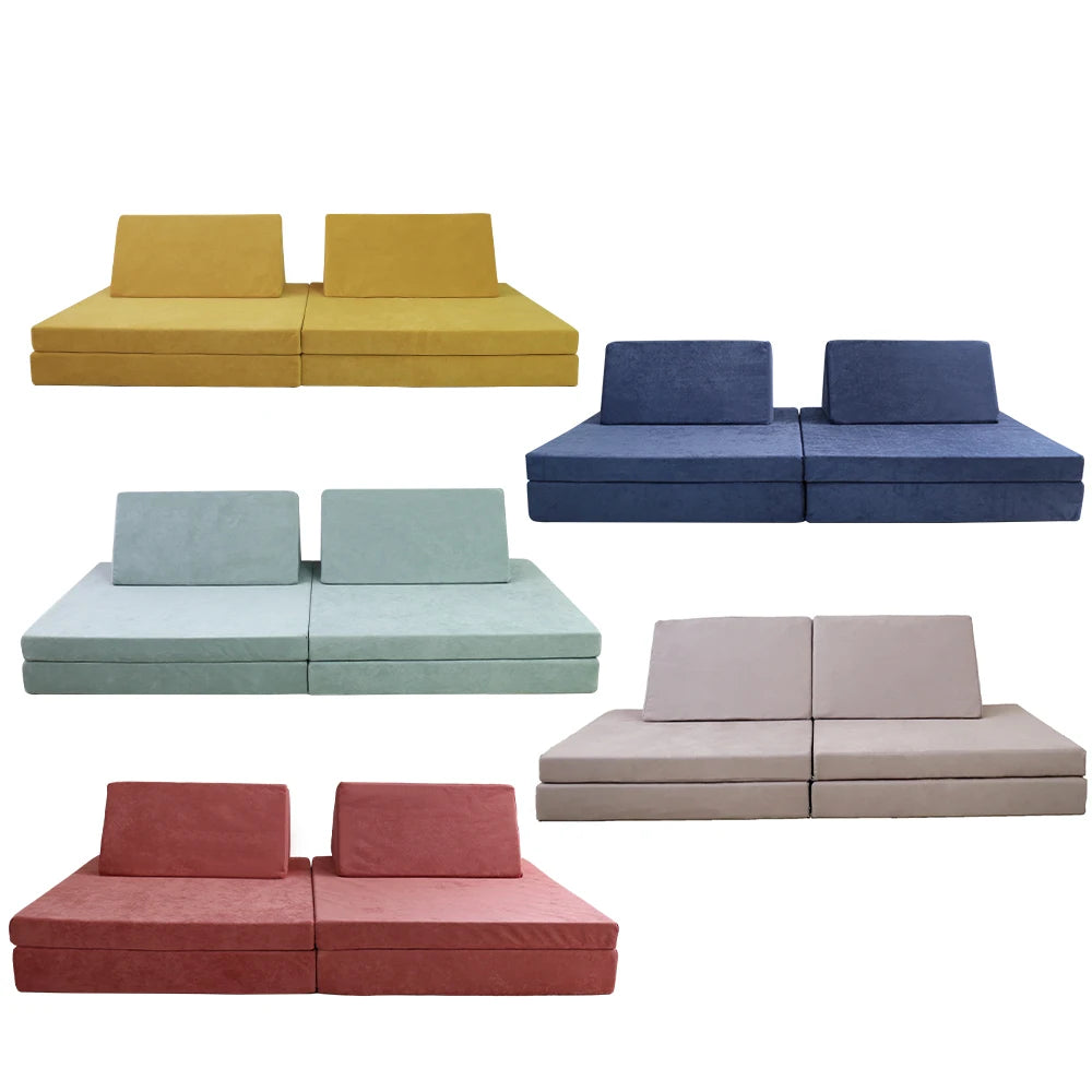 Factory New High Quality Sponge Eco-Friendly Loveseat Kids Fold Out Sleeper Modular Kids Sofa Bed Couch for Toddler and Baby