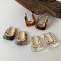 4 Colors Grey Amber Clear Resin Earrings Solid Acrylic Chunky Big Hoop Earrings for Women Square Vintage Gold Plated Jewelry Hot