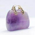 Natural Crystal Handbag Shape Jewelry Small Bag Pendent Gold Plated Gemstone Necklace Purse Wallet