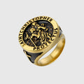 Stainless Steel Fashion Jewelry 18K Gold Plated Saint Christopher Rings St Florian Rings Catholic Medal Great Protector Ring