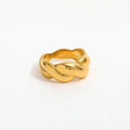 Joolim Jewelry Wholesale 18K Gold Plated Gradient Rope Knot Stainless Steel Open Rings for Women Statement Rings