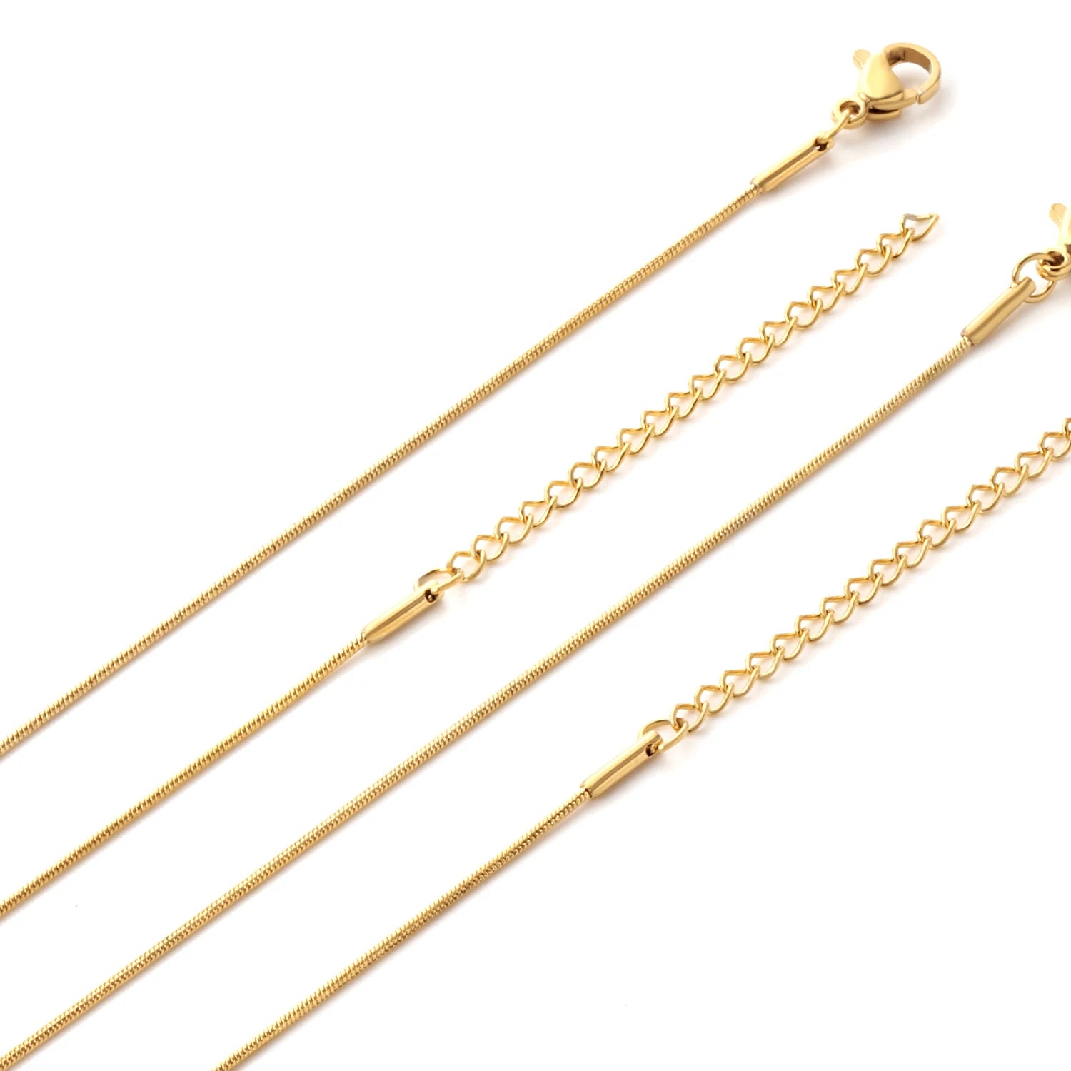 Trendy Women Men Chains 1-2Mm 45+5Mm Cable Chain Necklace 18K Gold Plated Stainless Steel Chain Toggle Link Clasp Gift Jewelry