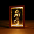 Wholesale Warm Led Wooden Photo Frame Gifts Engraving Custom 3d Crystal Laser Crystal Frame