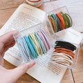 50pcs Hair Ties for Women  Hair With Metal-free Elastic Hairbands With Black and Gray Box Package