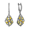 Ready Stock Black Gold Natural Diamond Gemstone Jewelry Yellow Zircon Earrings 925 Sterling Silver Drop Earrings Fine Jewelry