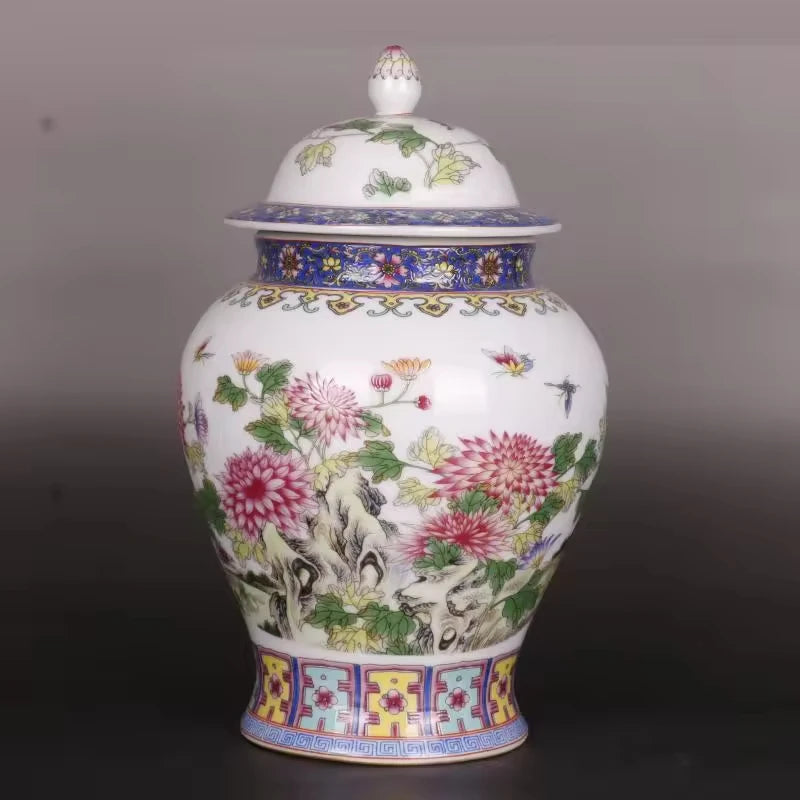 Tall Chinese Handmade Porcelain Peach Glazed Ceramic Decorative Ginger Jars