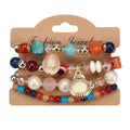 YL New All-Match Acrylic Resin Lucite Conch Shell Pendant Devil's Eye Candy Bead Elegant Multi-Layer Elastic Beaded Bracelet