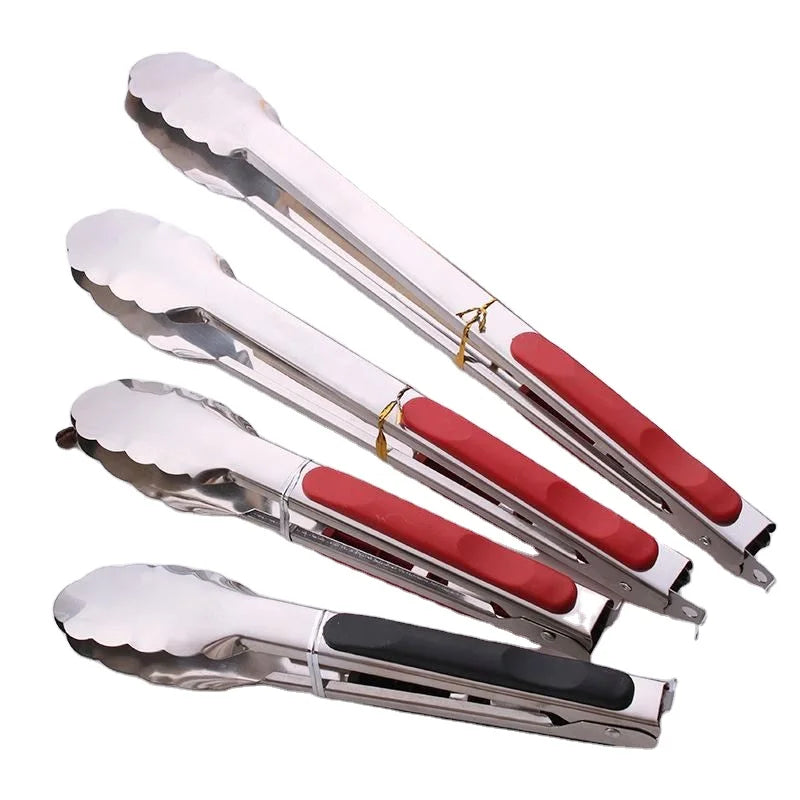 Homey Stainless Steel & Silicone Food Clip BBQ Buffet Kitchen Utensil-Anti-Slip Dishwasher/Microwave/Oven Safe