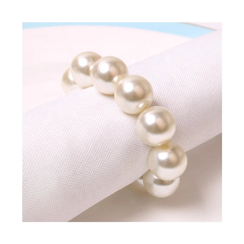 Simple Pearl Beaded Napkin Ring Elegant Glass Napkin Buckle for Weddings Hotels Banquets