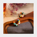 Real Gold Electroplated Drip Circle Enamel Colored Ear Buckle White All-Match Colorful Drop Oil Personalized Hoop Earrings
