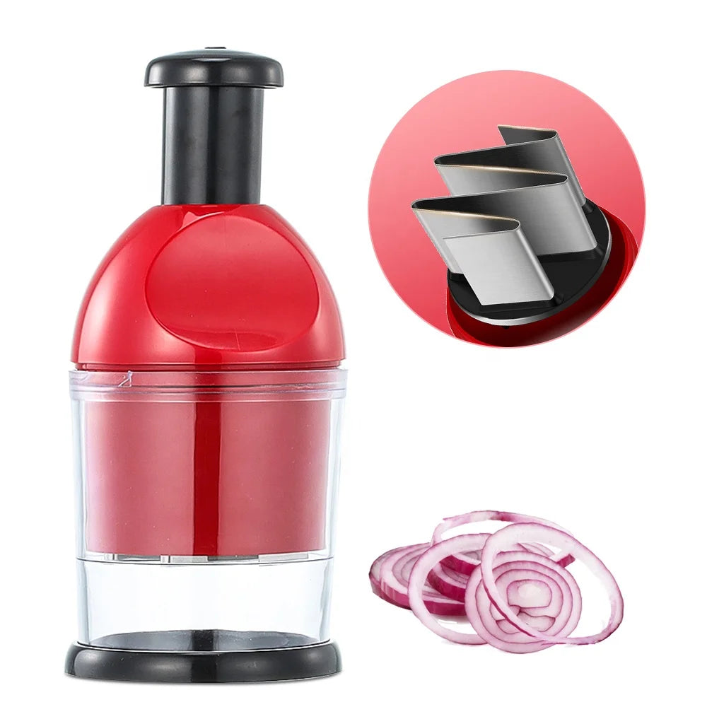 Manual Stainless Steel Food Chopper Vegetable Cutter Mandolin Quick and Speedy Operating Quick Chopper
