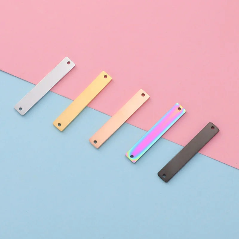 Double-Hole Rectangular Lettering DIY Jewelry Pendant Mirror Titanium Steel Hollow Love Long Peach Heart Fashionable Accessories