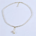 Korean Jewelry 14K Gold Filled Natural Pearl Necklace Flower Charm Pendant Necklace