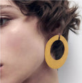 2023 New Exaggerated Hollow Large Circle Round Metal Gold Plated Drop Earrings for Woman Jewelry