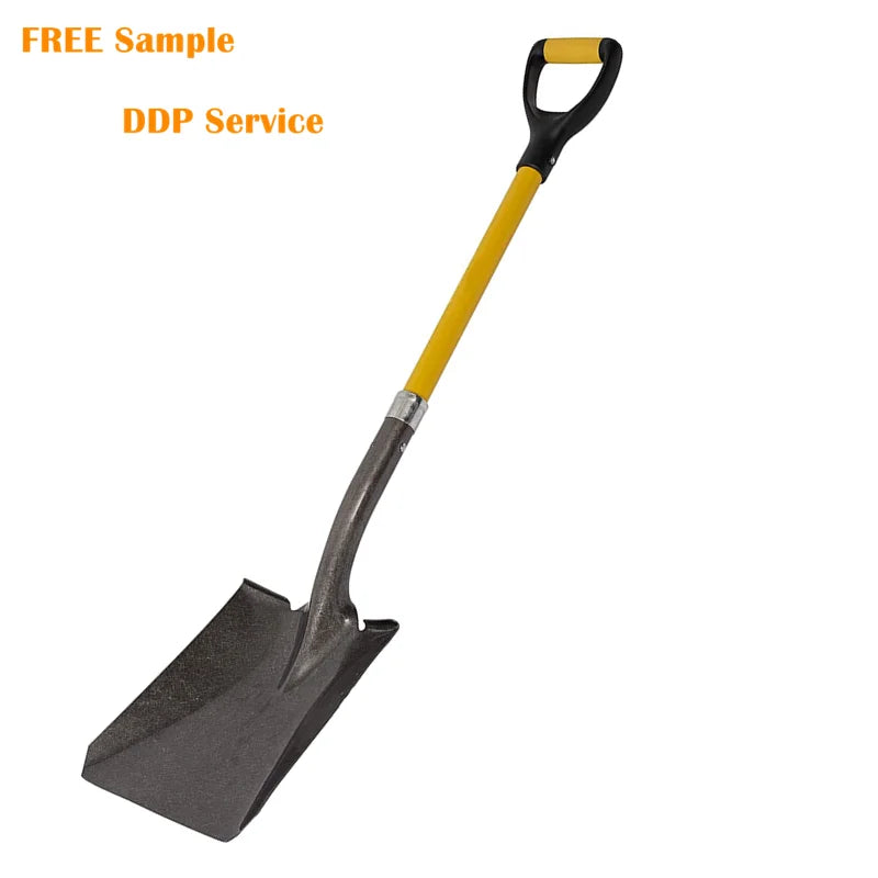 Heavy Duty Site Gardening Tools Fiberglass Handle Reinforced Square Mouth Shovel