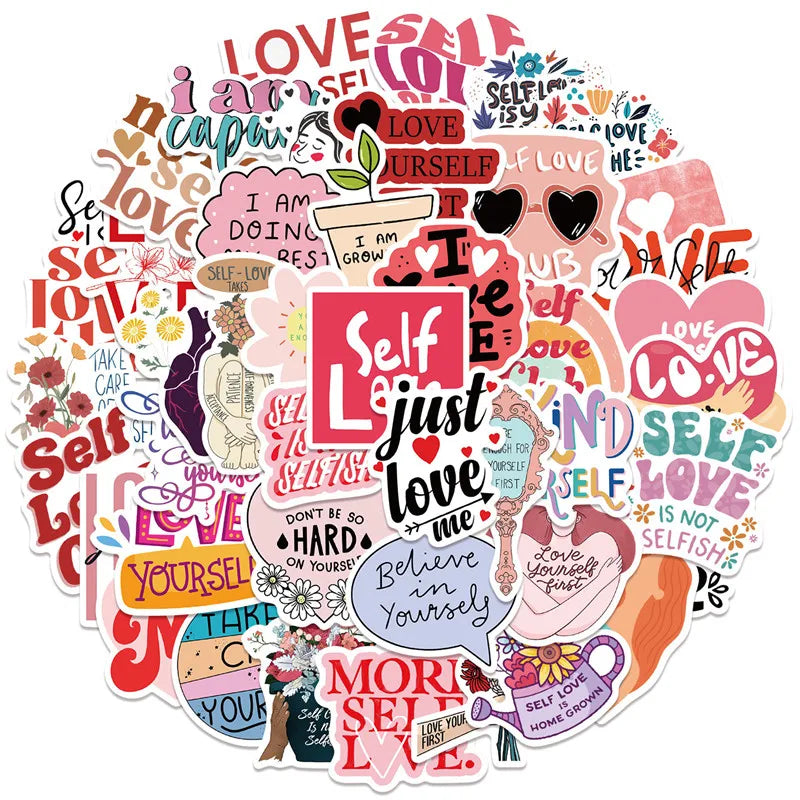 50PCS Self Care Stickers for Laptop and Computer Self Love Stickers Waterproof Vinyl for Water Bottle Stationery Luggage