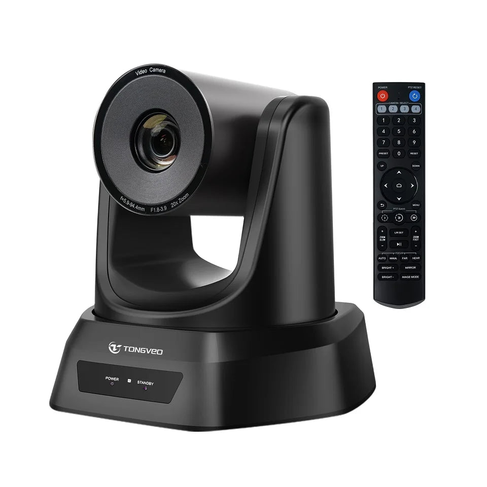 TONGVEO Truly 20x Optical Zoom NDI PoE 1080P60 PTZ Video Camera Broadcast Conference Camera for Live Streaming Meeting