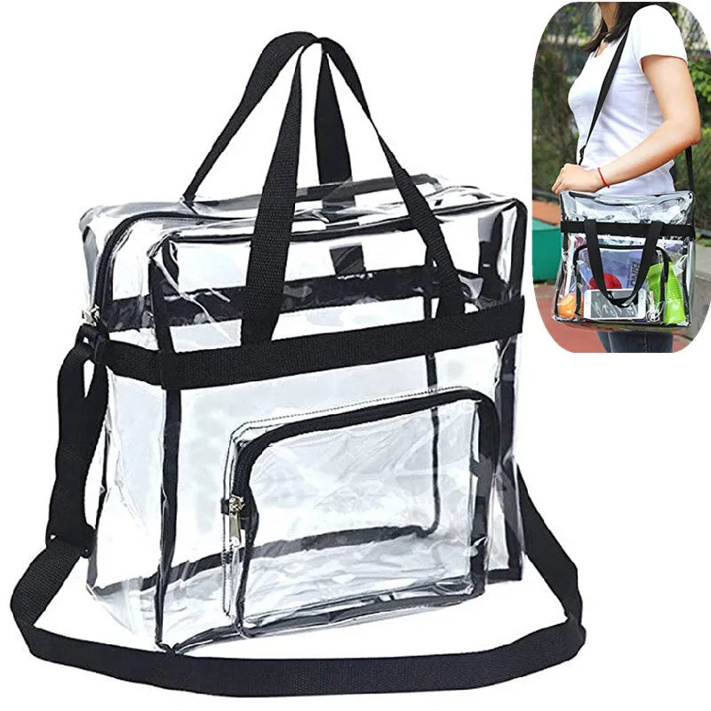 In Stock New Fashion Women Waterproof Zipper PVC Transparent Handbag with Adjustable Straps
