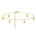 RINNTIN SA26 Wholesale Fine Jewelry 925 Sterling Silver Ankle Bracelet for Women Ancle 1mm Cable Chain With 6mm Beads Anklets