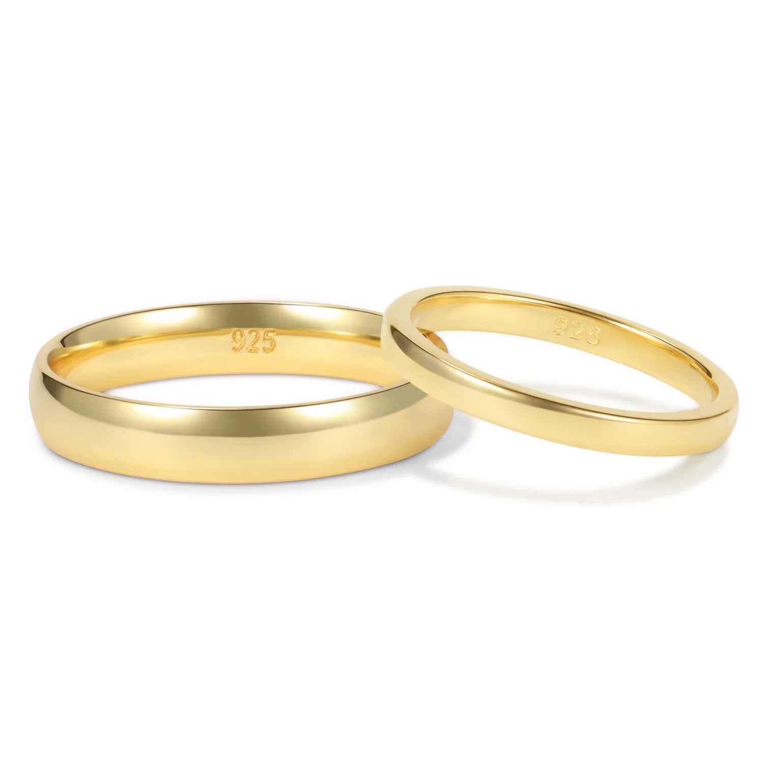 OAHLAN 2mm 4mm 925 Sterling Silver Rings Simple Women Gold Ring Polished Engagement Wedding Band Anniversary Fashion Jewelry
