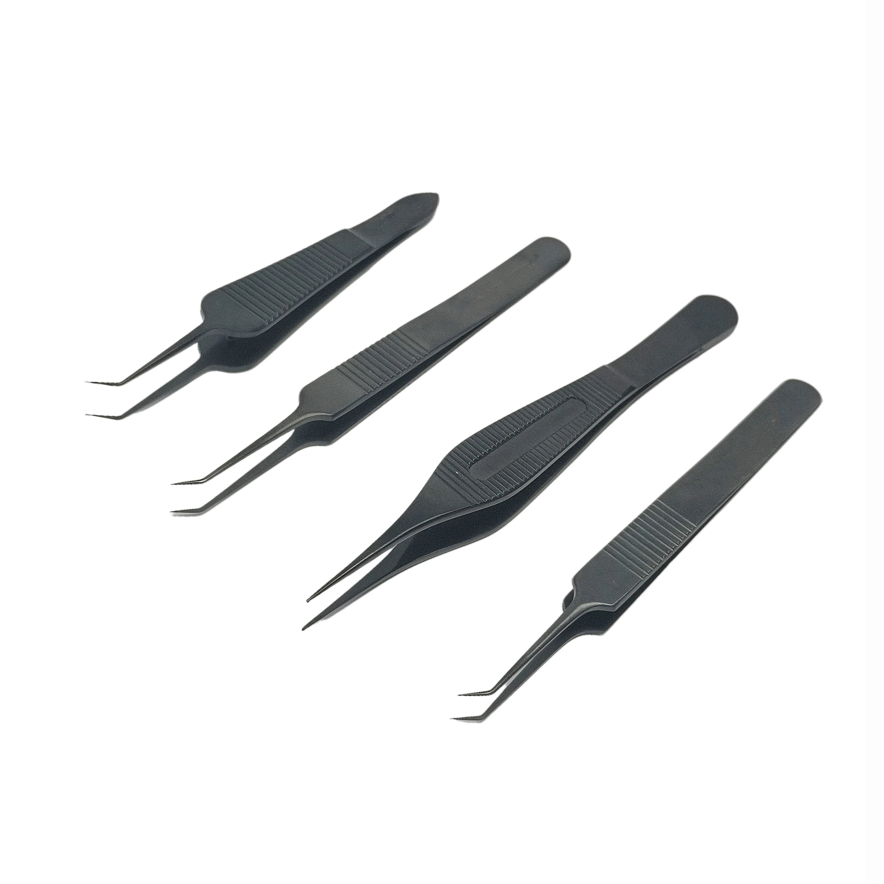 Ceramic-Coated Straight and Curved Forceps Tweezers Stainless Steel Hair Transplant Surgical Instruments
