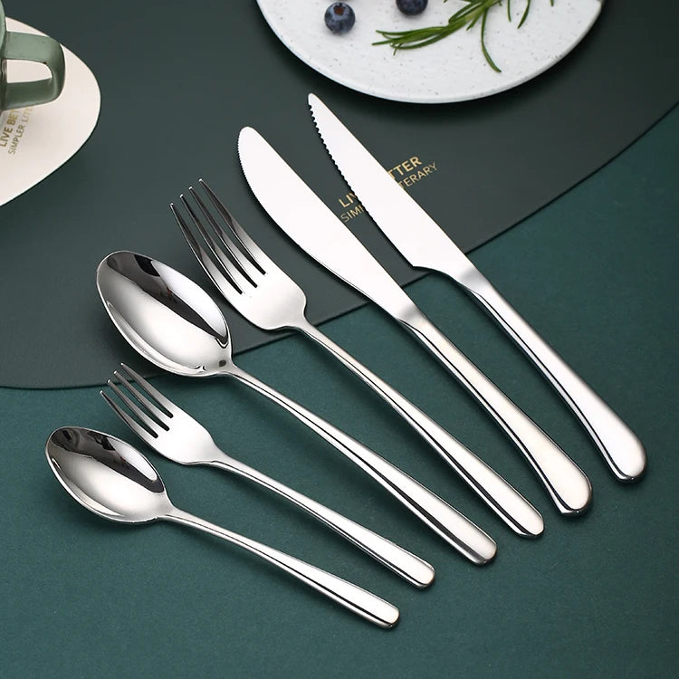Stainless Steel 18/10 Luxury Back to School Restaurant Flatware Reusable Knife Fork Dessert Spoon Set