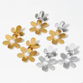 CLIORO Women's Fashion Jewelry Set Stainless Steel Gold-Plated Heart Pendant Necklace Double Flowers Pearl Stud Earrings Gift