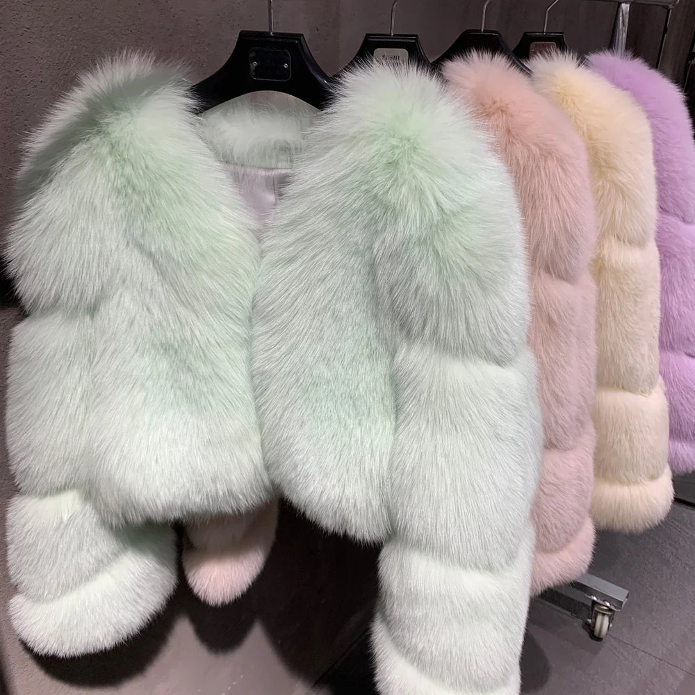 Natural Fur Jacket With Long Sleeve  Ladies Real Fox Fur Jacket Multi Color