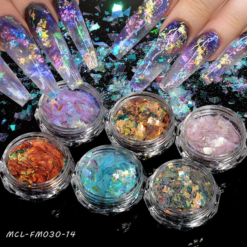 Mermaid Nail Art Sequins Sparkly Colorful Flake Decoration for DIY Manicure Accessories Powder Nail Supplies for Professionals