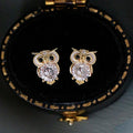 CAOSHI Popular Earrings Cute Diamond Set Zircon Owl Earrings Gold Color Exquisite Small Animal Stud Earrings for Women