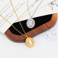 Chris April Vintage Stainless Steel PVD Plated  Twisting Rope Edge Pendant Cat's Eye Necklace