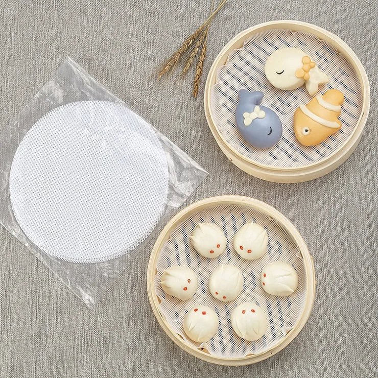 Reusable Kitchen Silicone Steamer Mesh Liner Non-stick Pad Round Shape Dumplings Mat 30cm Round