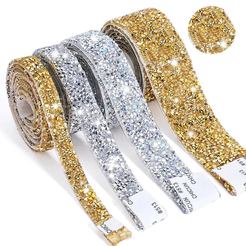 Wholesale Rolls Resin Rhinestone Belt Drill Strip Double-Sided Adhesive Self-Adhesive