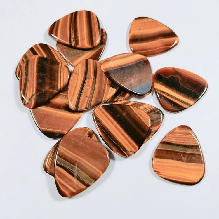 Huiying Smooth High-Grade Shining Stone Yellow Tiger Eye Guitar Pick