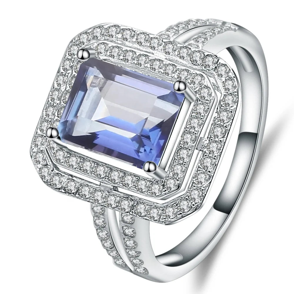 Drop-shipping Fashion Accessories 925 Sterling Silver Mystic Quartz Gemstone Jewelry Rings for Women