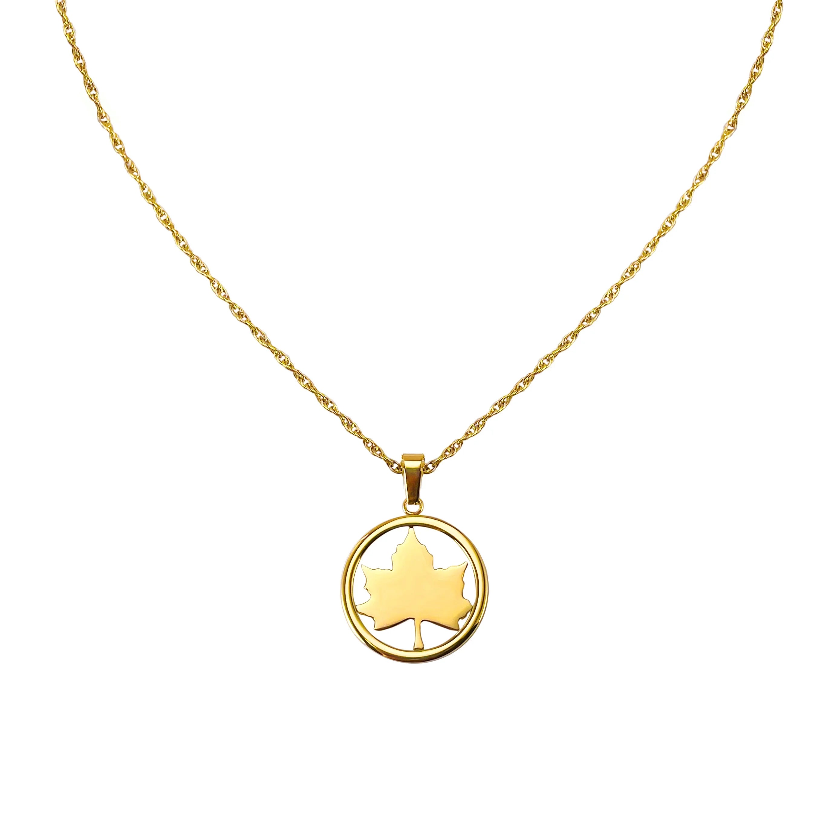 18K Gold Plated Stainless Steel Jewelry Chain Maple Leaf Pendant INS Accessories Necklaces P213280