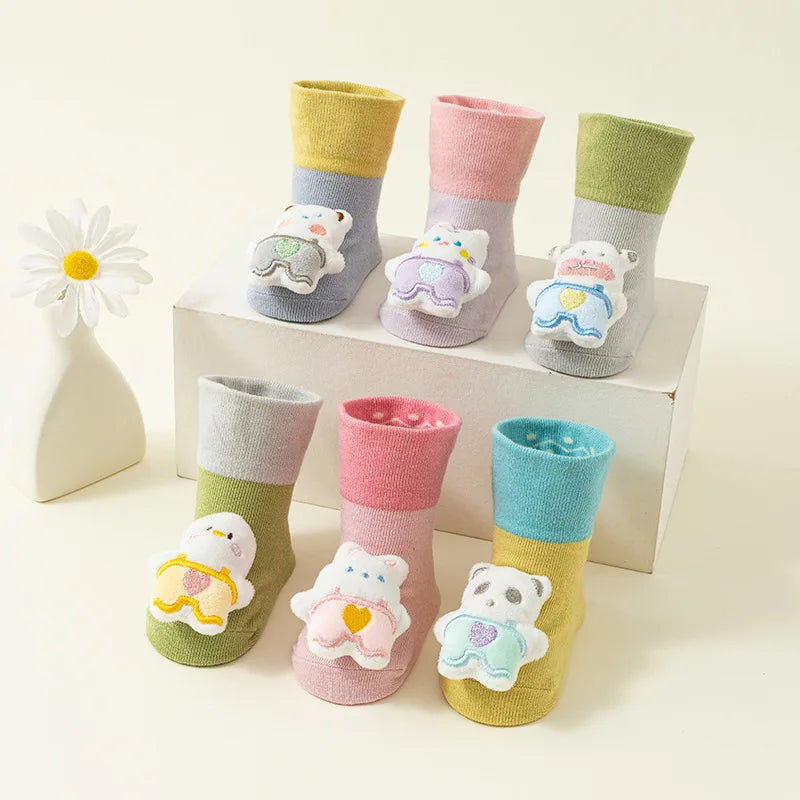 Autumn Winter Comfortable Breathable 3d Cartoon Doll Non-Slip Floor Newborn Socks Cute Animals Cotton Sock Shoes Babys