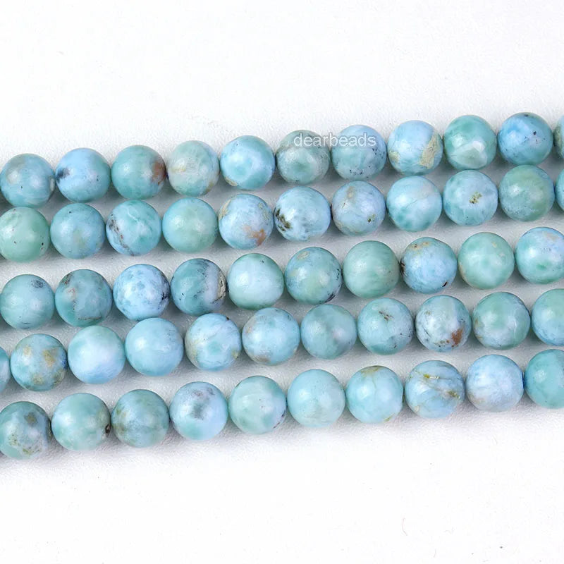 Wholesale Natural Real Dominican Republic Larimar Semiprecious Stone Gem Beads for Jewelry Making 6mm 8mm 19cm/38cm