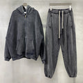 Wholesale 400GSM Cotton Fleece Acid Washed Distressed Quality Men's Hoodie Custom logo Oversized Plus Size Streetwear
