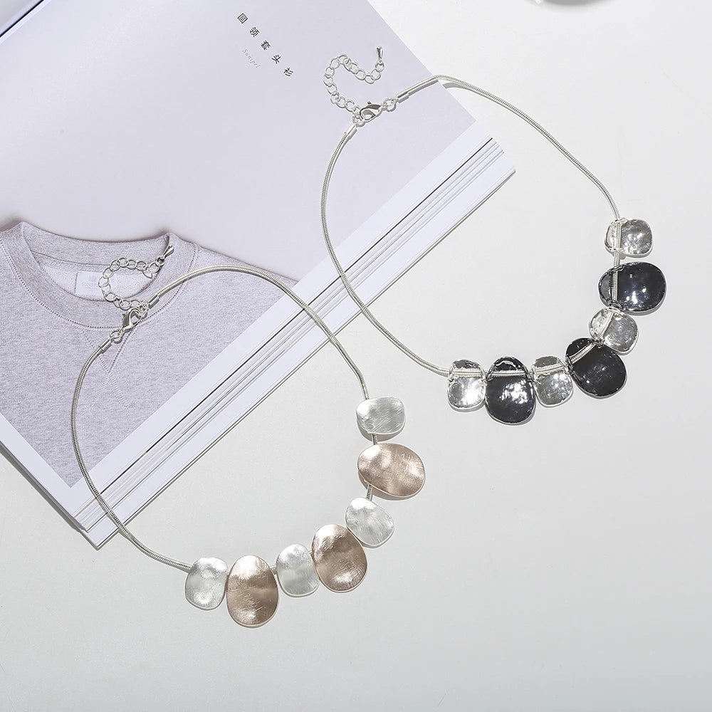 TongLing European Vintage Necklace Alloy Geometric Pendant Choker Necklace for Women Daily Accessories