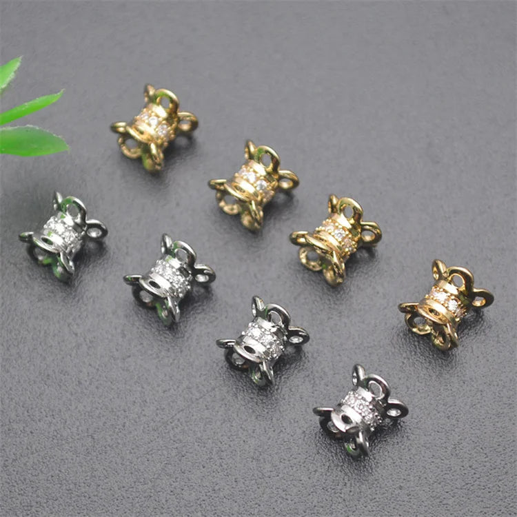 New Style Anti Fading Gold Silver Color CZ Pave Tube Spacer Beads for DIY Woman Jewelry Necklace Bracelet Making