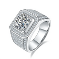 ANSTER Moissanite Jewelry Diamond Ring Men 3ct VVS Moissanite Diamonds Hip Hop Band Ring